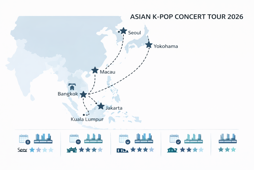 Infografis data key statistics and trends untuk Taeyong NCT Konser Solo Jakarta Perdana 2026